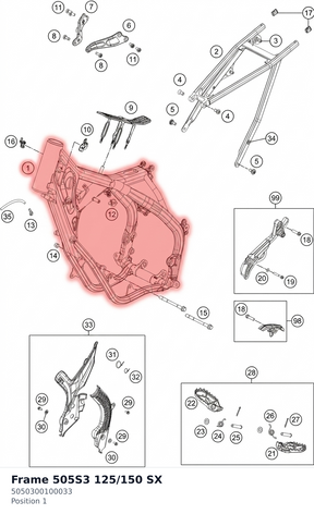 Diagram preview: Frame  505S3  125/150 SX (5050300100033)