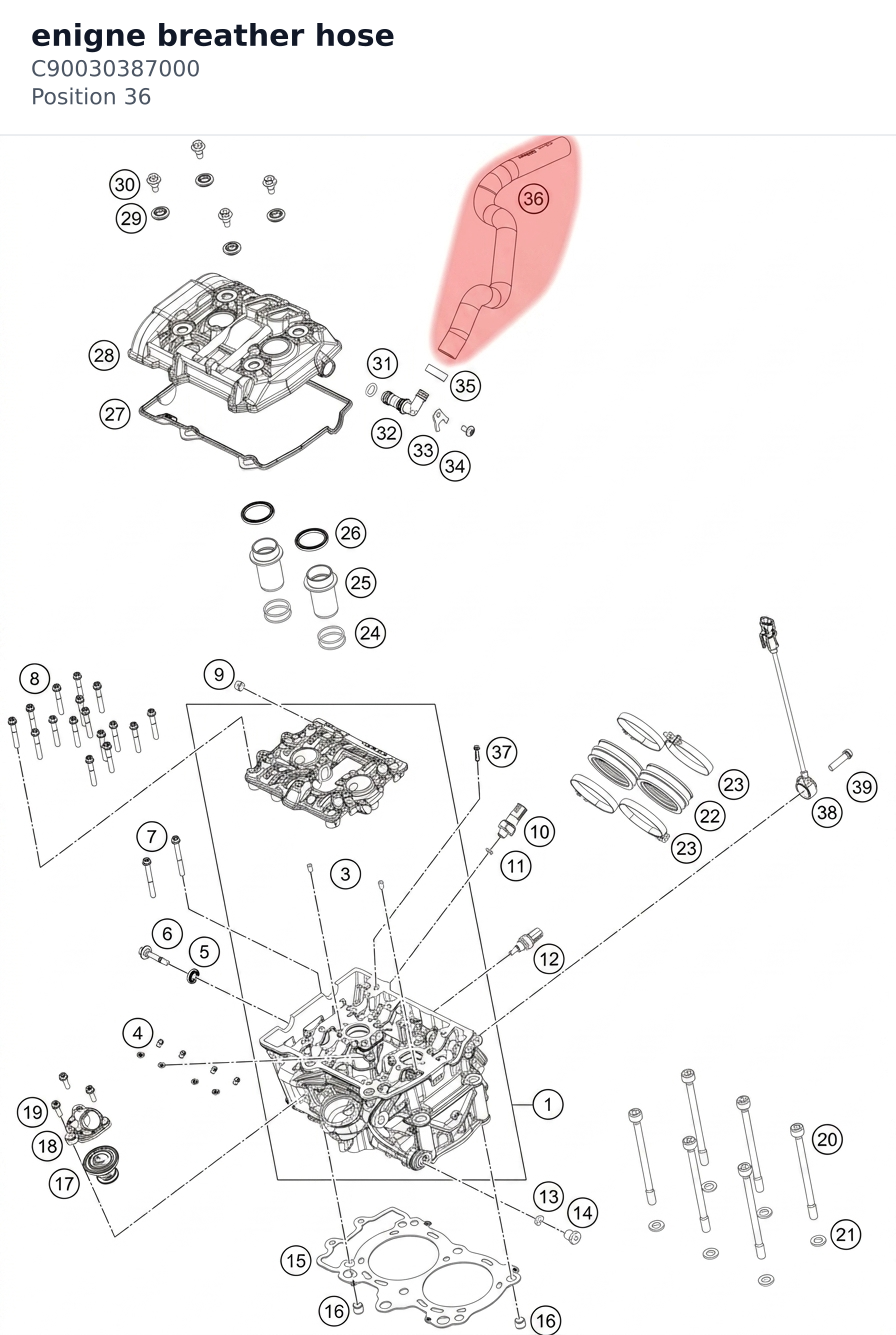 Diagram preview: enigne breather hose (C90030387000)