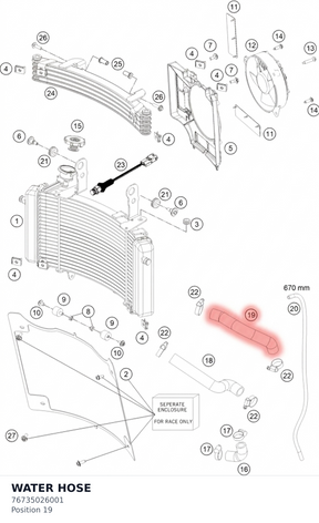 Diagram preview: WATER HOSE (76735026001)