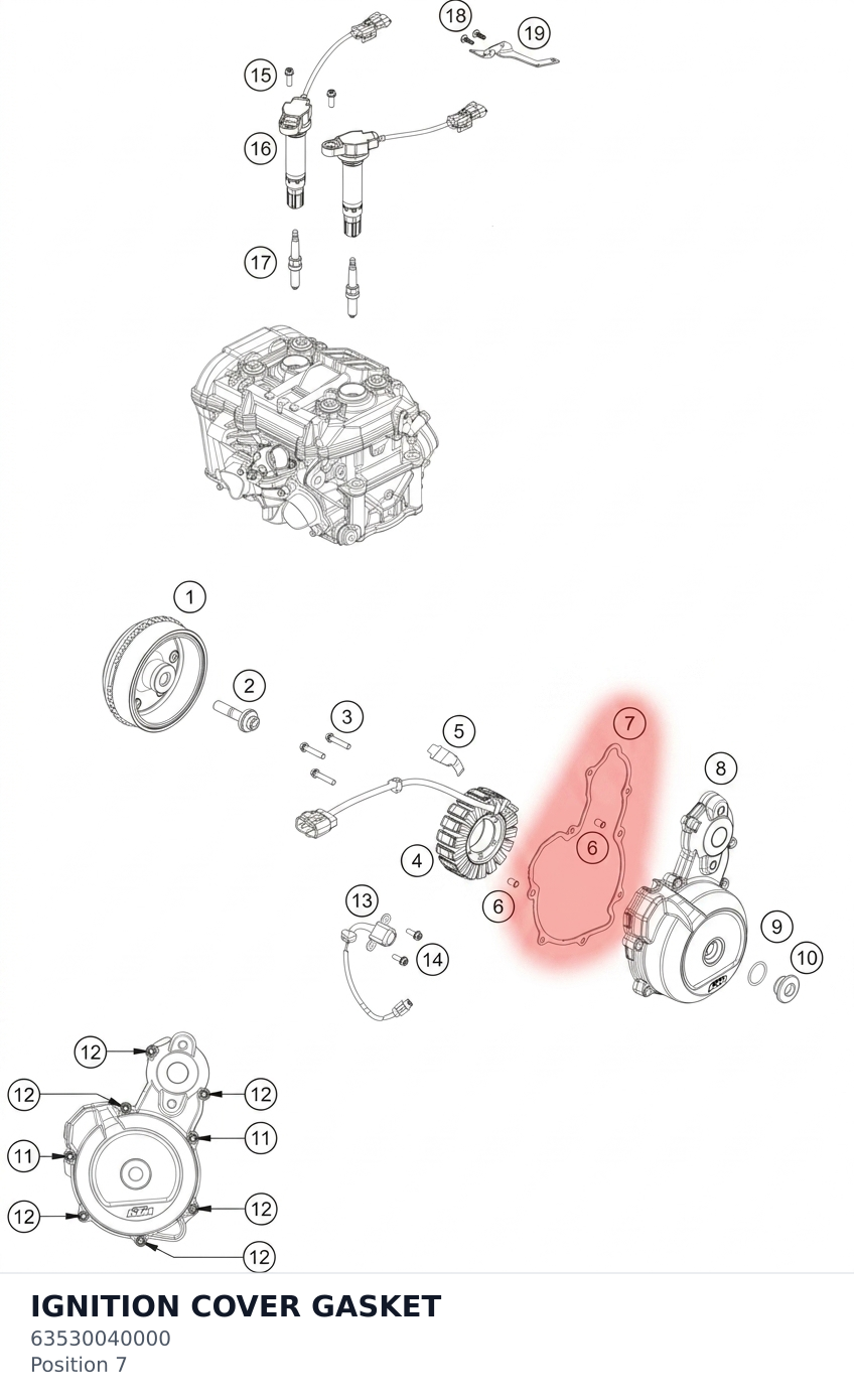 Diagram preview: IGNITION COVER GASKET (63530040000)
