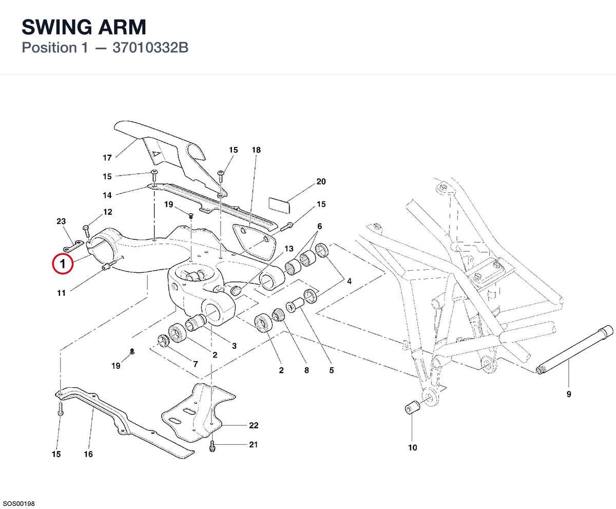 SWING ARM 37010332B diagram position