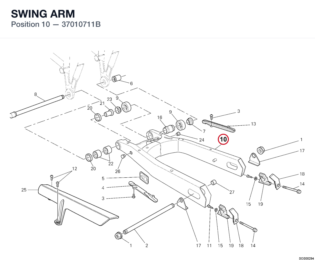 SWING ARM 37010711B diagram position