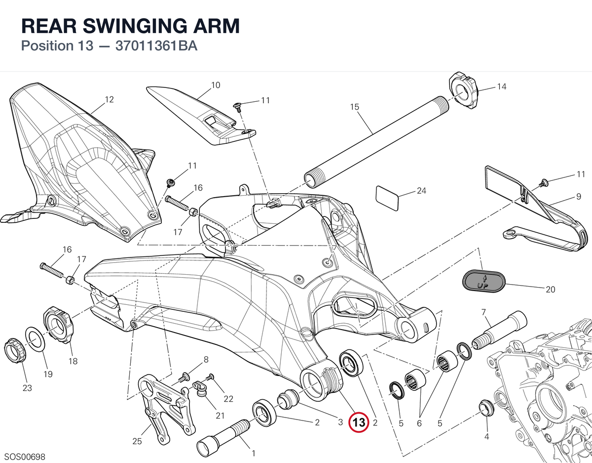 REAR SWINGING ARM 37011361BA diagram position