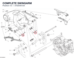 COMPLETE SWINGARM 37020461AA diagram position