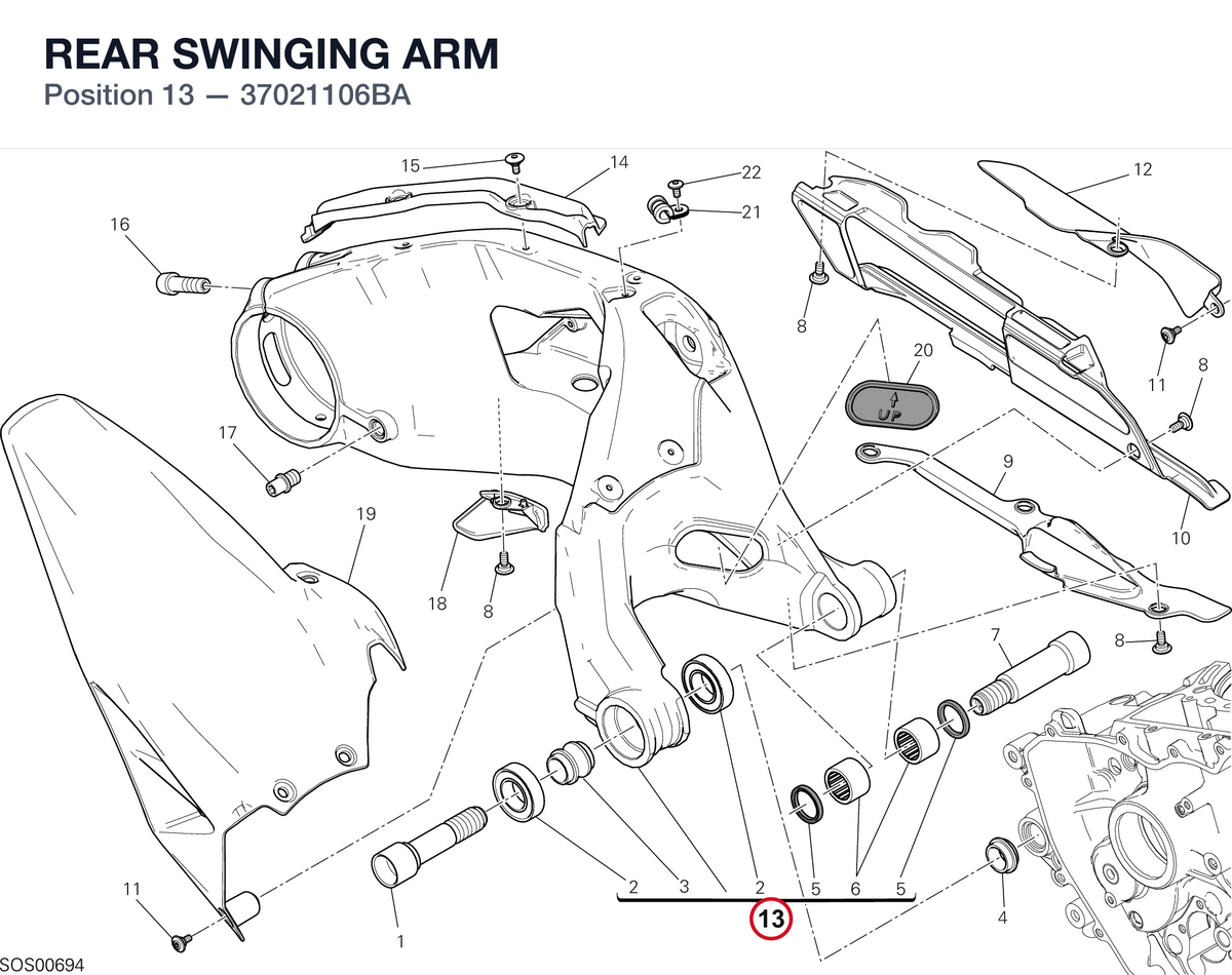 REAR SWINGING ARM 37021106BA diagram position