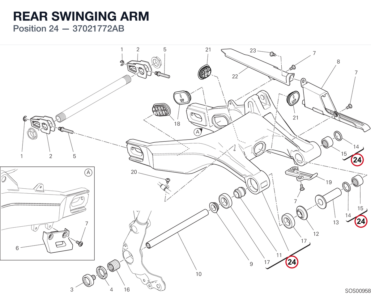 REAR SWINGING ARM 37021772AB diagram position