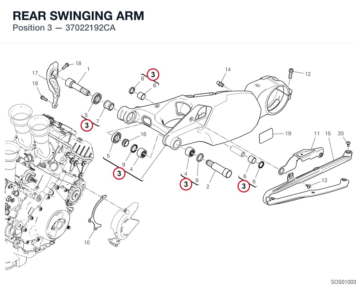 REAR SWINGING ARM 37022192CA diagram position