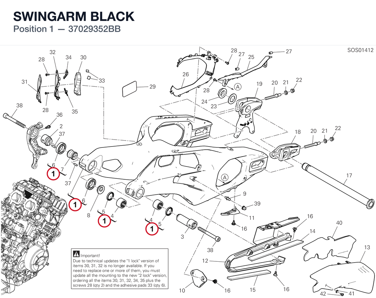 SWINGARM BLACK 37029352BB diagram position