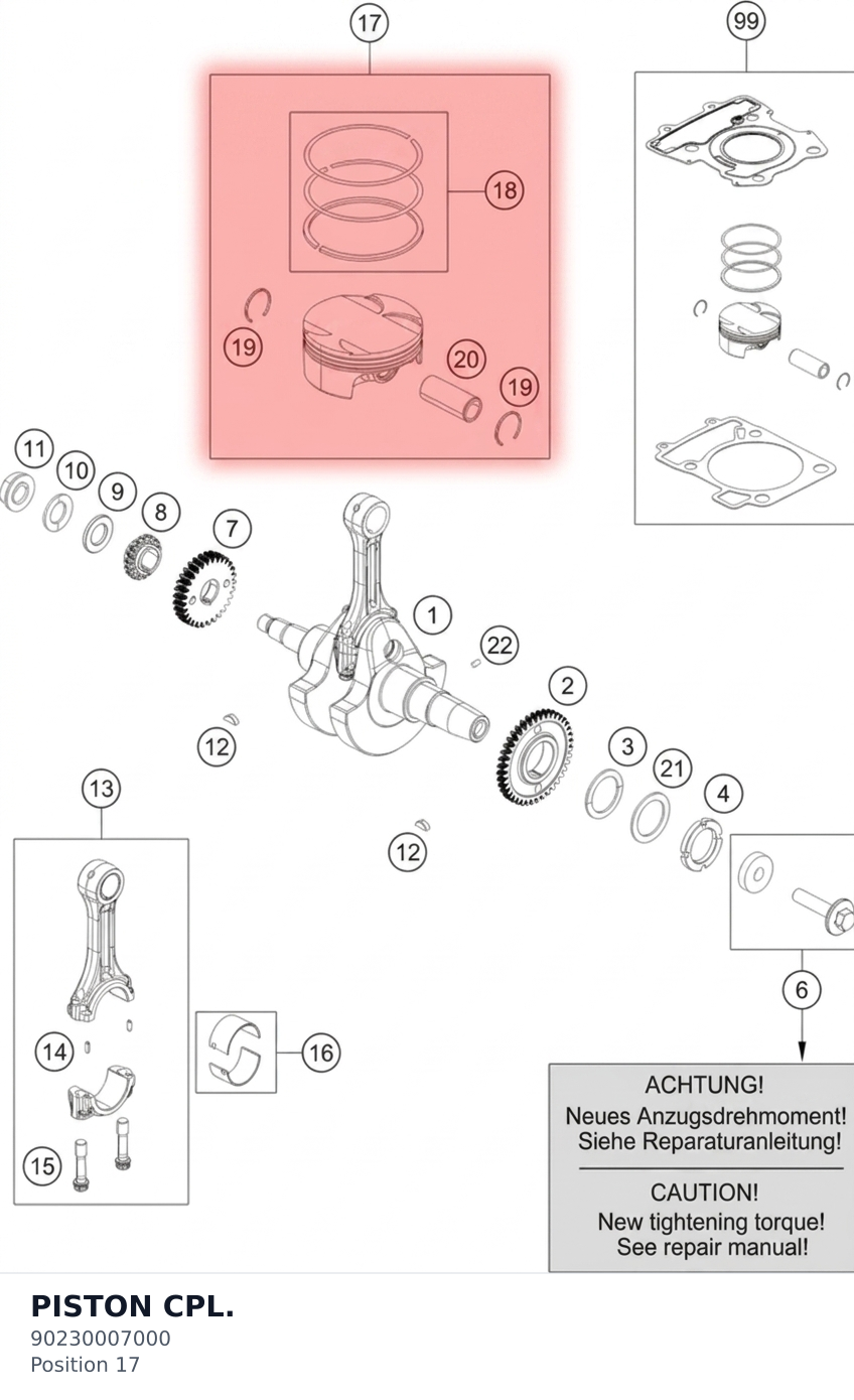 Diagram preview: PISTON CPL. (90230007000)