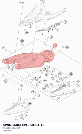Diagram preview: SWINGARM CPL. SD-GT         16 (6140403004433A)