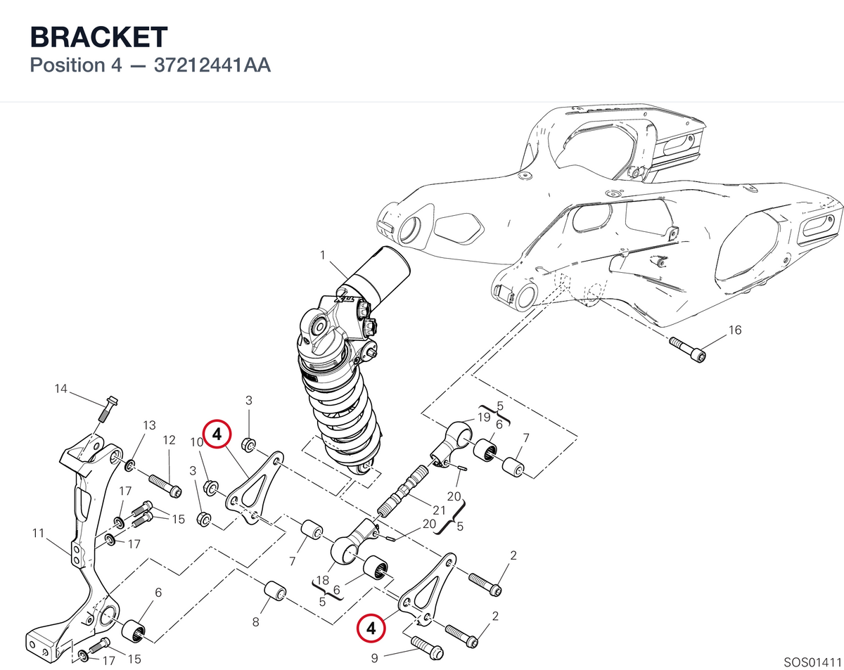 BRACKET 37212441AA diagram position