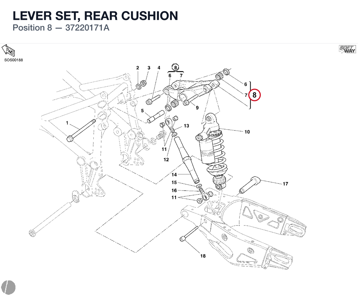 LEVER SET, REAR CUSHION 37220171A diagram position