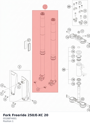 Diagram preview: Fork Freeride 250/E-XC 20 (05188T4001)