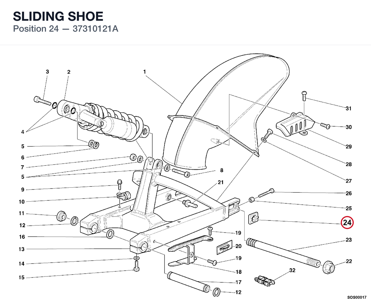 SLIDING SHOE 37310121A diagram position