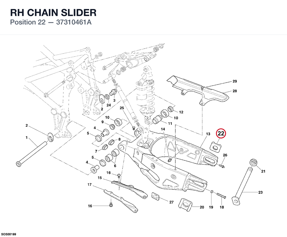 RH CHAIN SLIDER 37310461A diagram position