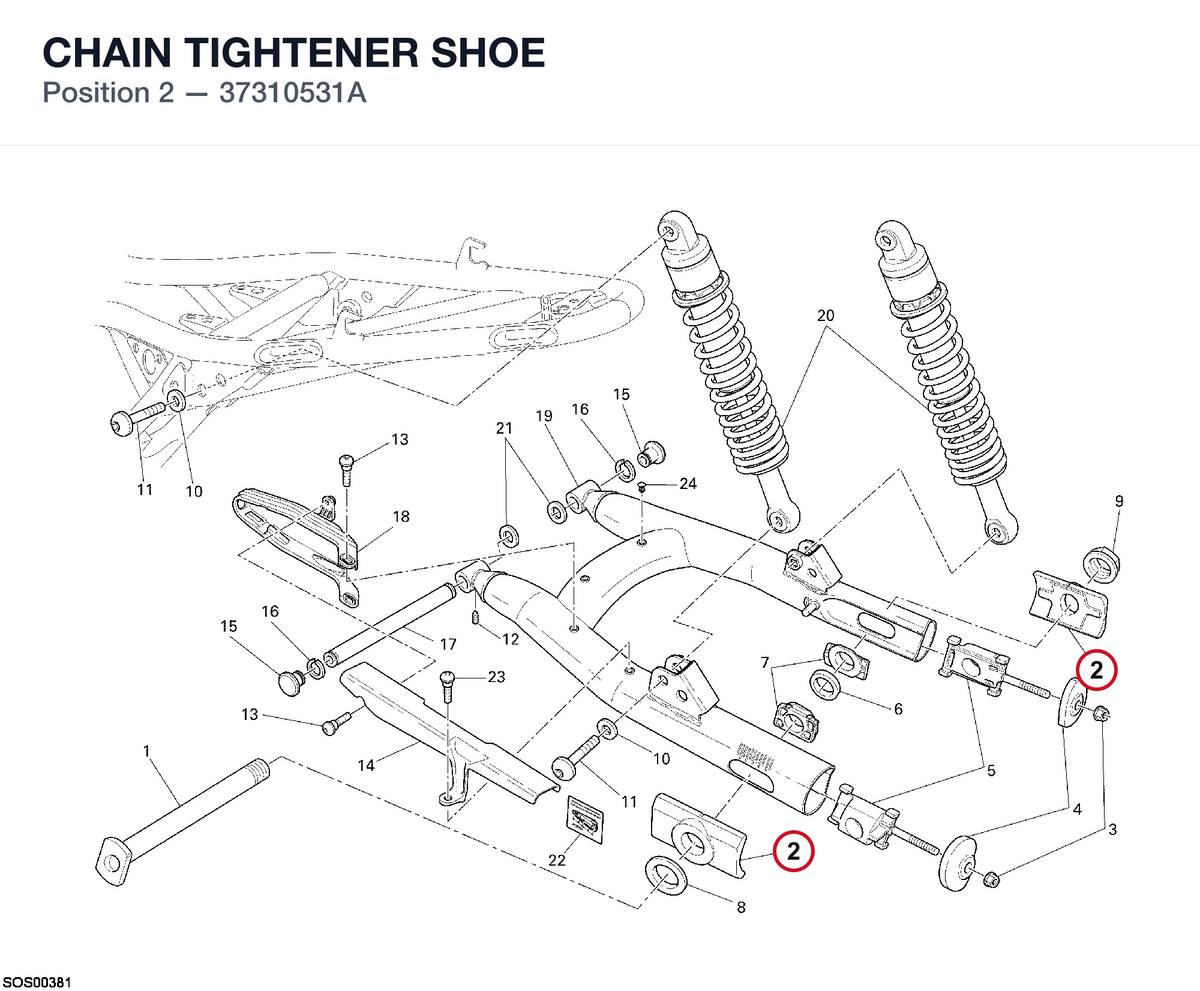 CHAIN TIGHTENER SHOE 37310531A diagram position