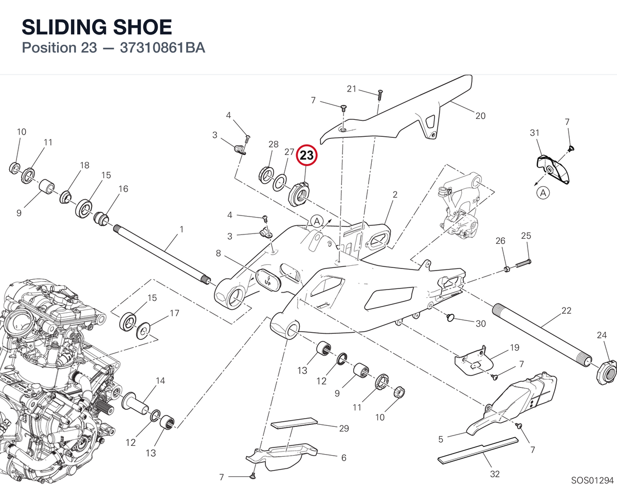 SLIDING SHOE 37310861BA diagram position