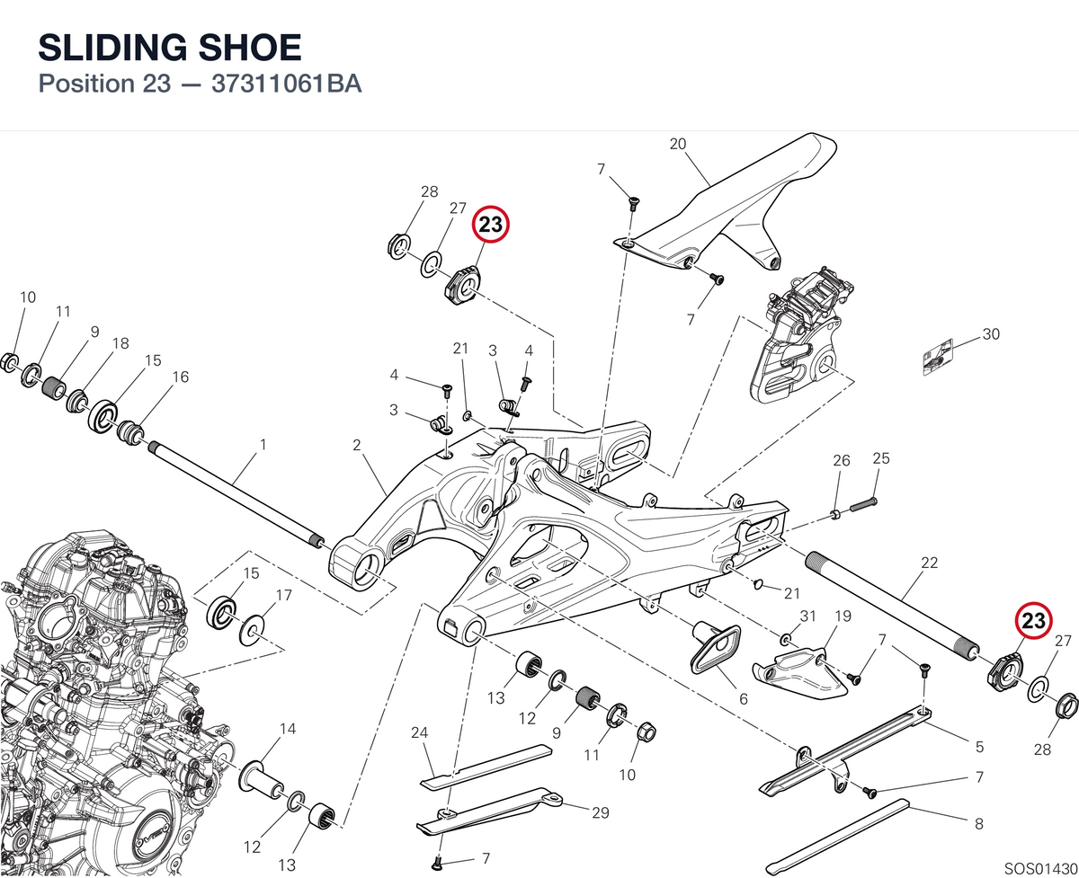 SLIDING SHOE 37311061BA diagram position