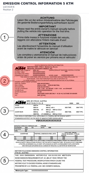 Diagram preview: EMISSION CONTROL INFORMATION 5 KTM (LI23-619-6)