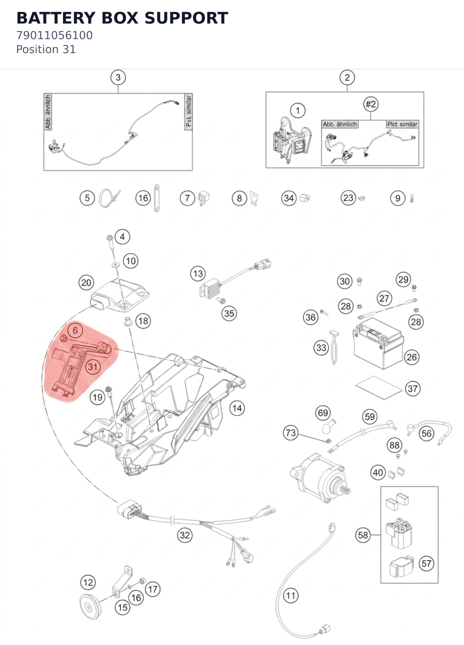 Diagram preview: BATTERY BOX SUPPORT (79011056100)