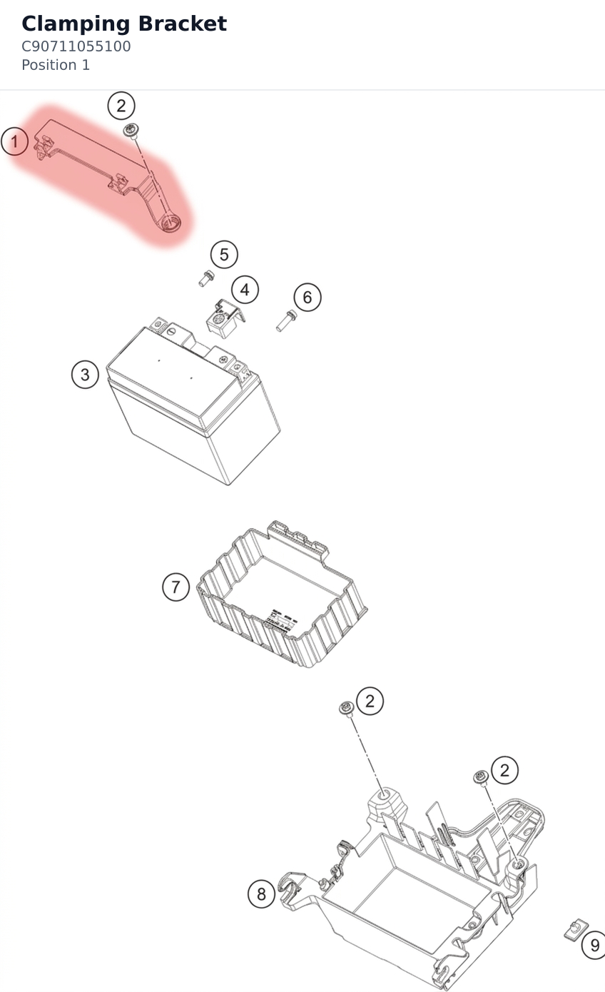 Diagram preview: Clamping Bracket (C90711055100)