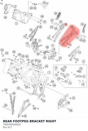 Diagram preview: REAR FOOTPEG BRACKET RIGHT (7690304900001)