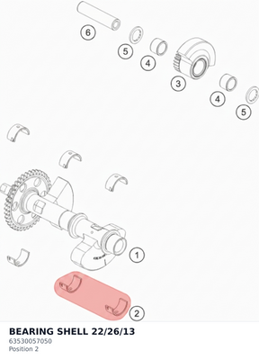 Diagram preview: BEARING SHELL 22/26/13 (63530057050)