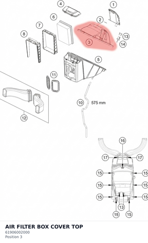 Diagram preview: AIR FILTER BOX COVER TOP (61906002000)