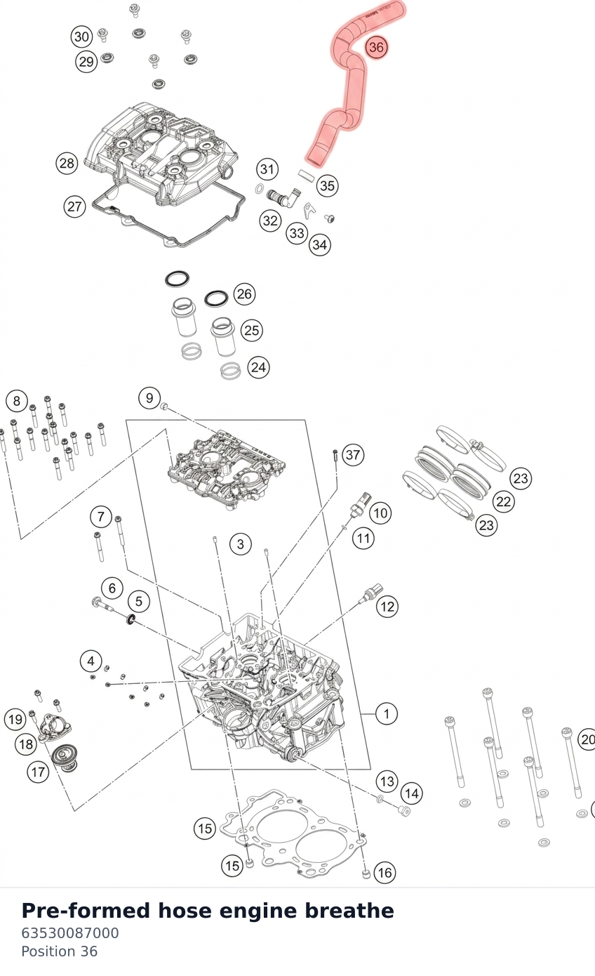 Diagram preview: Pre-formed hose engine breathe (63530087000)