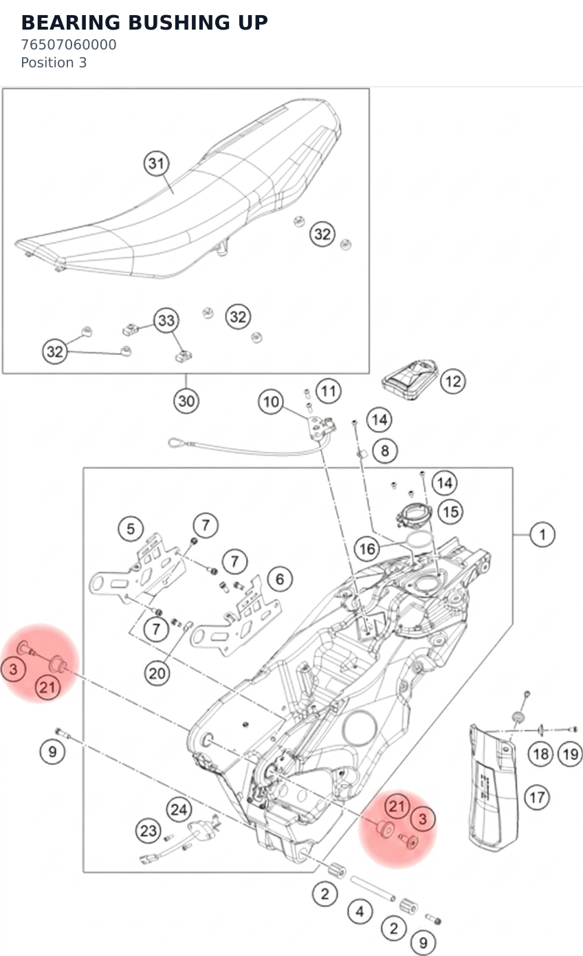 Diagram preview: BEARING BUSHING UP (76507060000)