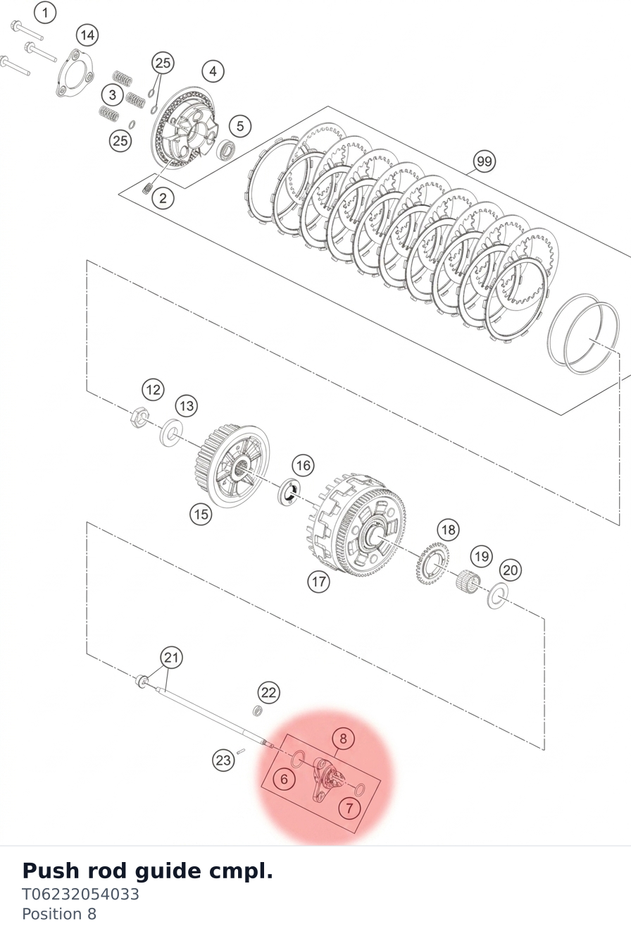 Diagram preview: Push rod guide cmpl. (T06232054033)