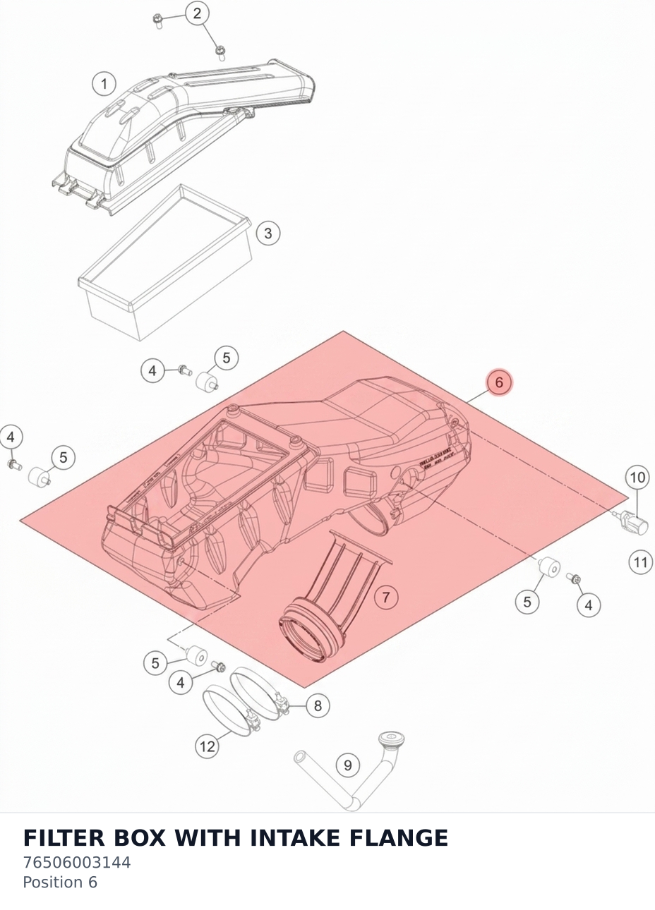 Diagram preview: FILTER BOX WITH INTAKE FLANGE (76506003144)