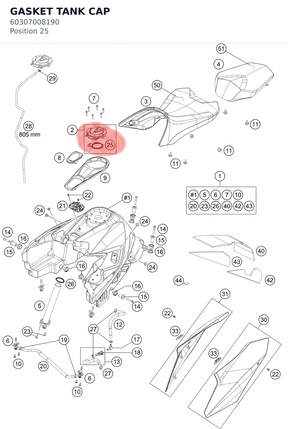 Diagram preview: GASKET TANK CAP (60307008190)