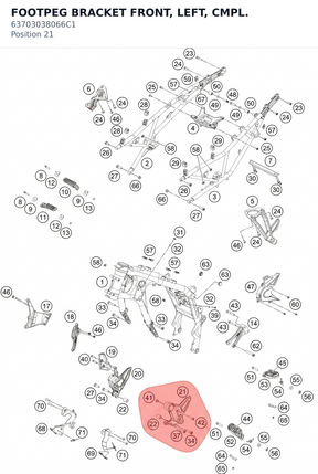 Diagram preview: FOOTPEG BRACKET FRONT, LEFT, CMPL. (63703038066C1)