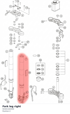 Diagram preview: Fork leg right (94301102000)