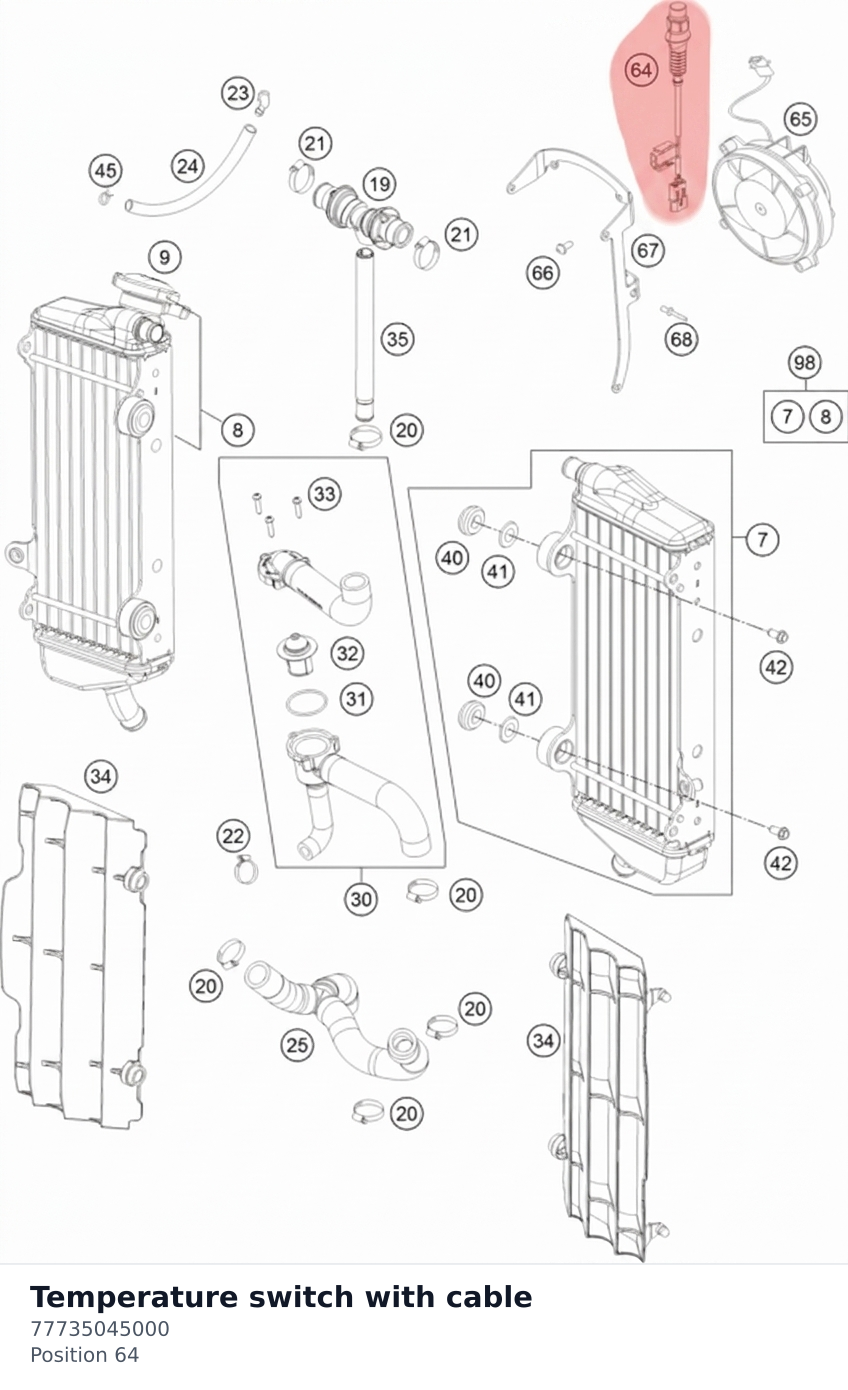 Diagram preview: Temperature switch with cable (77735045000)