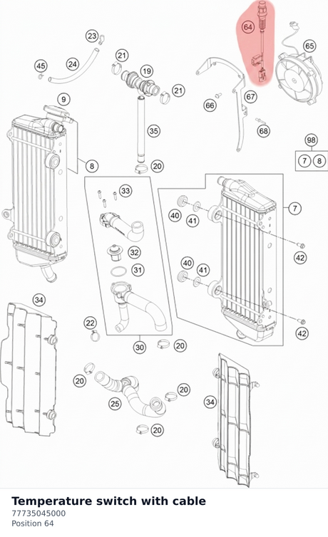 Diagram preview: Temperature switch with cable (77735045000)