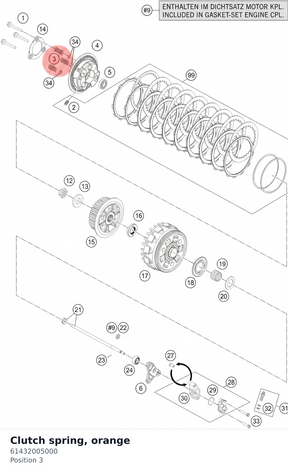 Diagram preview: Clutch spring, orange (61432005000)