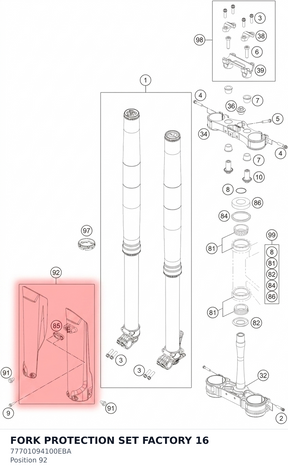 Diagram preview: FORK PROTECTION SET FACTORY 16 (77701094100EBA)