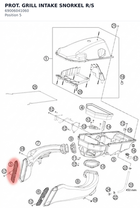 Diagram preview: PROT. GRILL INTAKE SNORKEL R/S (69006041060)