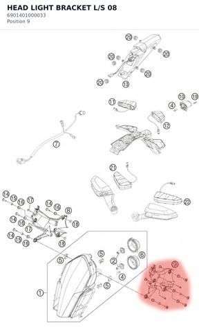 Diagram preview: HEAD LIGHT BRACKET L/S      08 (6901401000033)