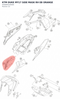 Diagram preview: KTM DUKE MY17 SIDE MASK RH EB ORANGE (93008001000EB)