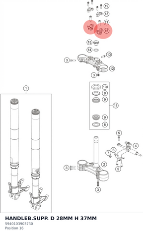 Diagram preview: HANDLEB.SUPP. D 28MM H 37MM (5940103903730)