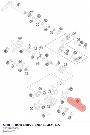 Diagram preview: SHIFT. ROD DRIVE END 11,8X94,5 (50334020000)