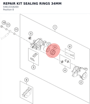 Diagram preview: REPAIR KIT SEALING RINGS 34MM (54613318200)