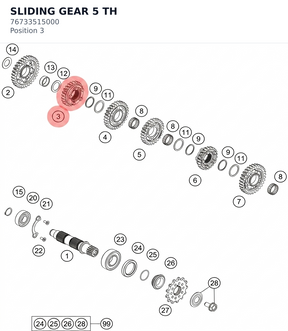 Diagram preview: SLIDING GEAR 5 TH (76733515000)