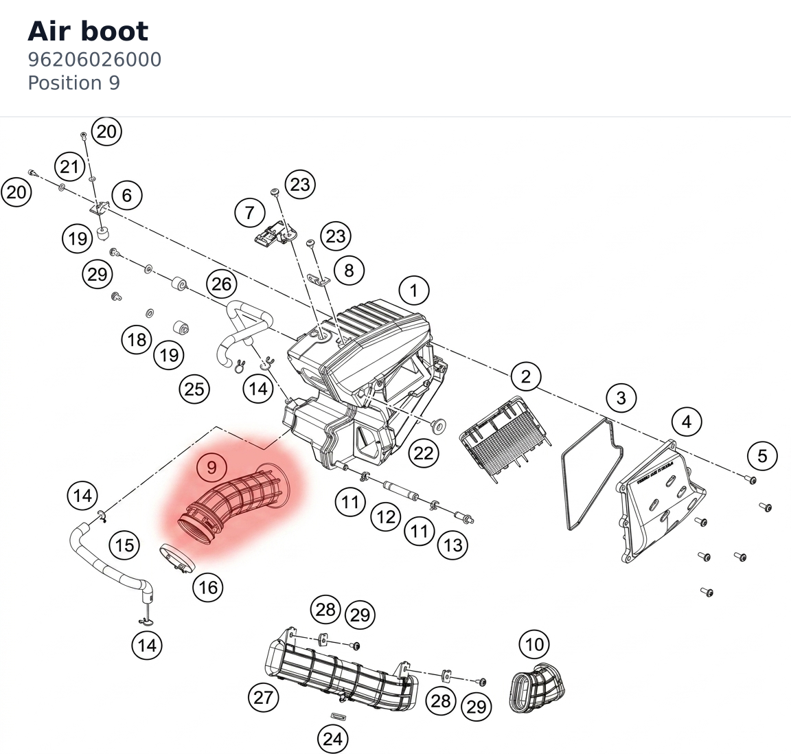 Diagram preview: Air boot (96206026000)