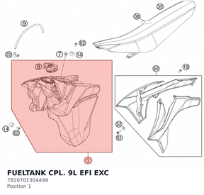 Diagram preview: FUELTANK CPL. 9L EFI EXC (7810701304499)