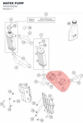 Diagram preview: WATER PUMP (70035150100)