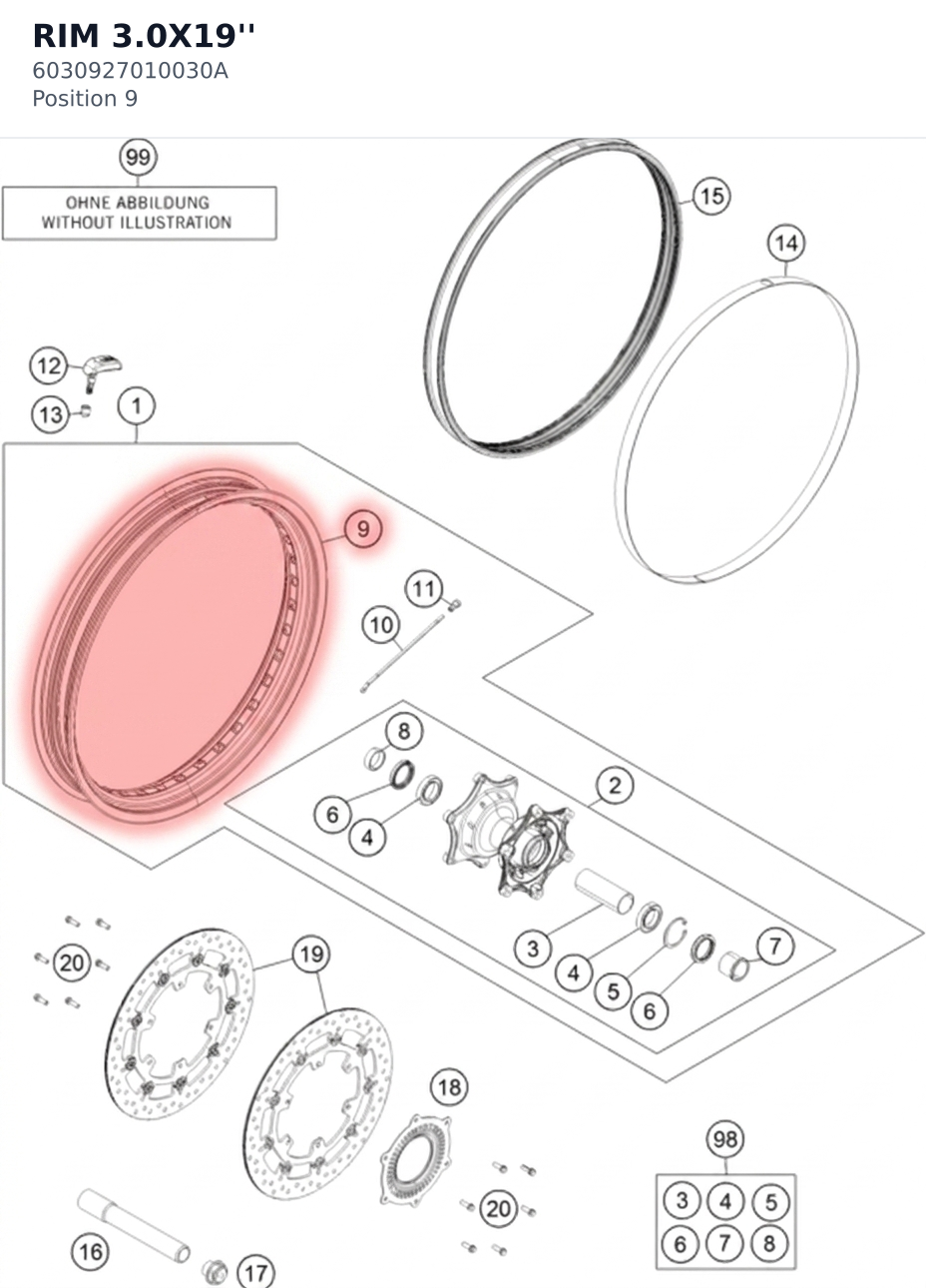 Diagram preview: RIM 3.0X19'' (6030927010030A)